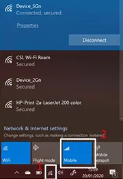 Step 1: Click the Internet access icon and then right click the mobile data