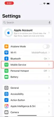 2. Select “Mobile Service”
